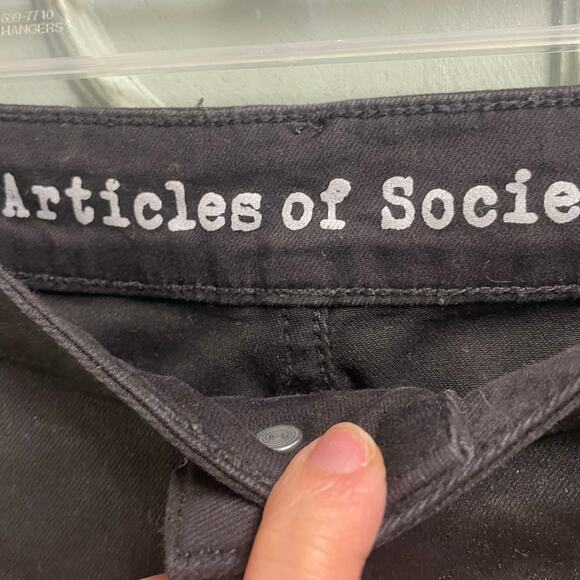 Articles of Society Coated Jeans Studded Black Stretch Size 30 Moto Punk Glam - Picture 5 of 5